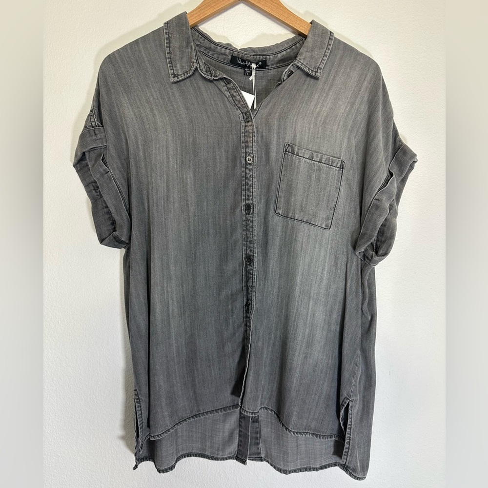 Gray wash button down
